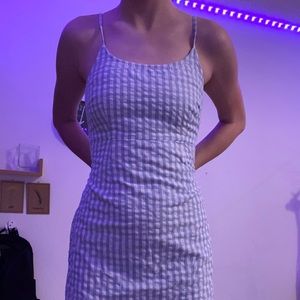 blue and white plaid dress